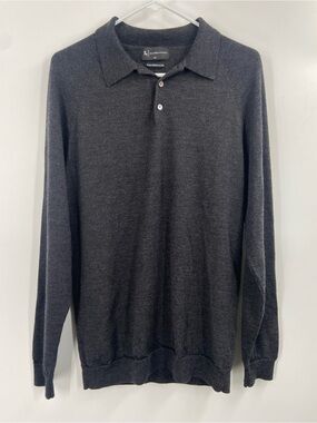 Tailored Athlete Long Sleeve Polo Merino Wool Charcoal Gray XXL